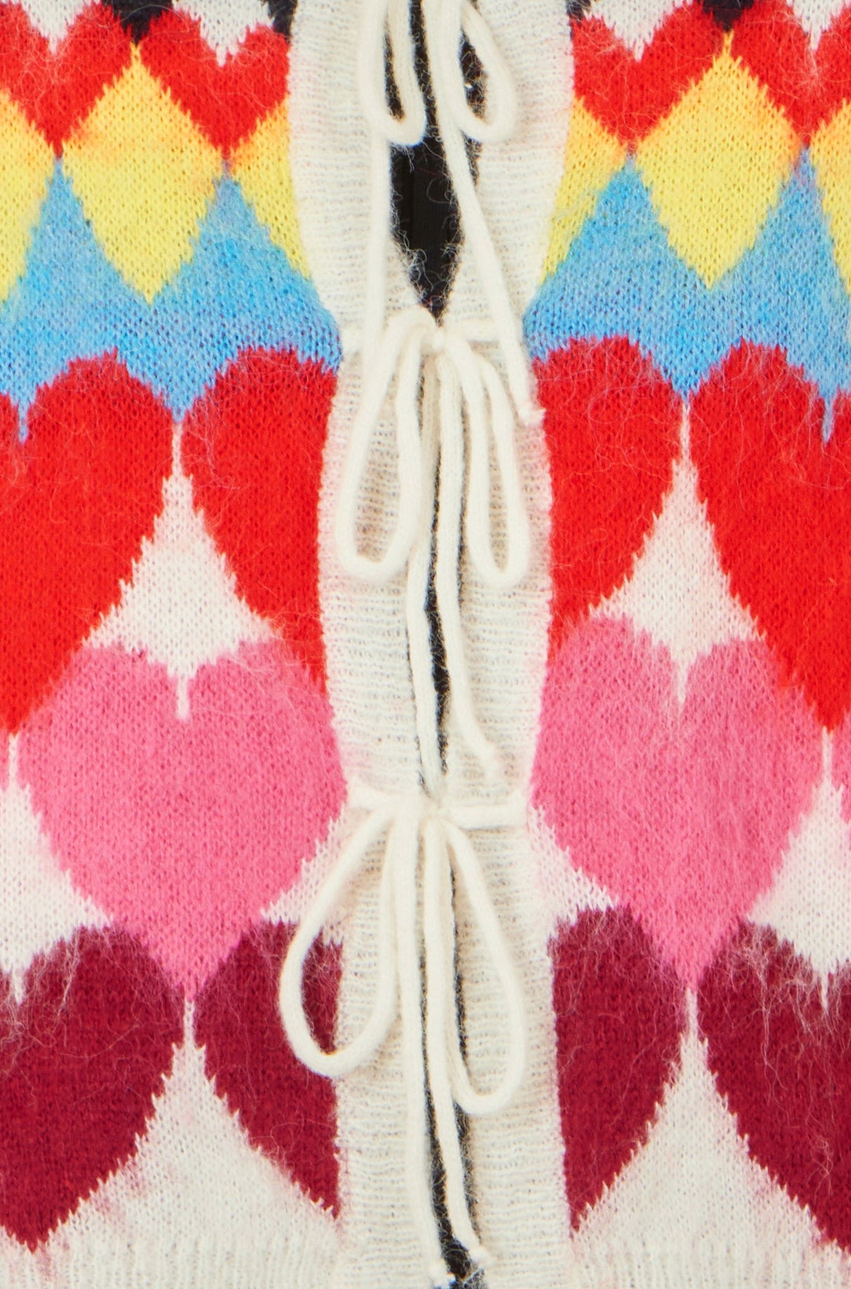 Yumi Multicolour Tie Front Heart Intarsia Cardigan