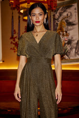 Yumi Gold Sparkle Stretch Jumpsuit