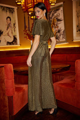 Yumi Gold Sparkle Stretch Jumpsuit