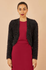 Yumi Black Metallic Fluffy Eyelash Bolero