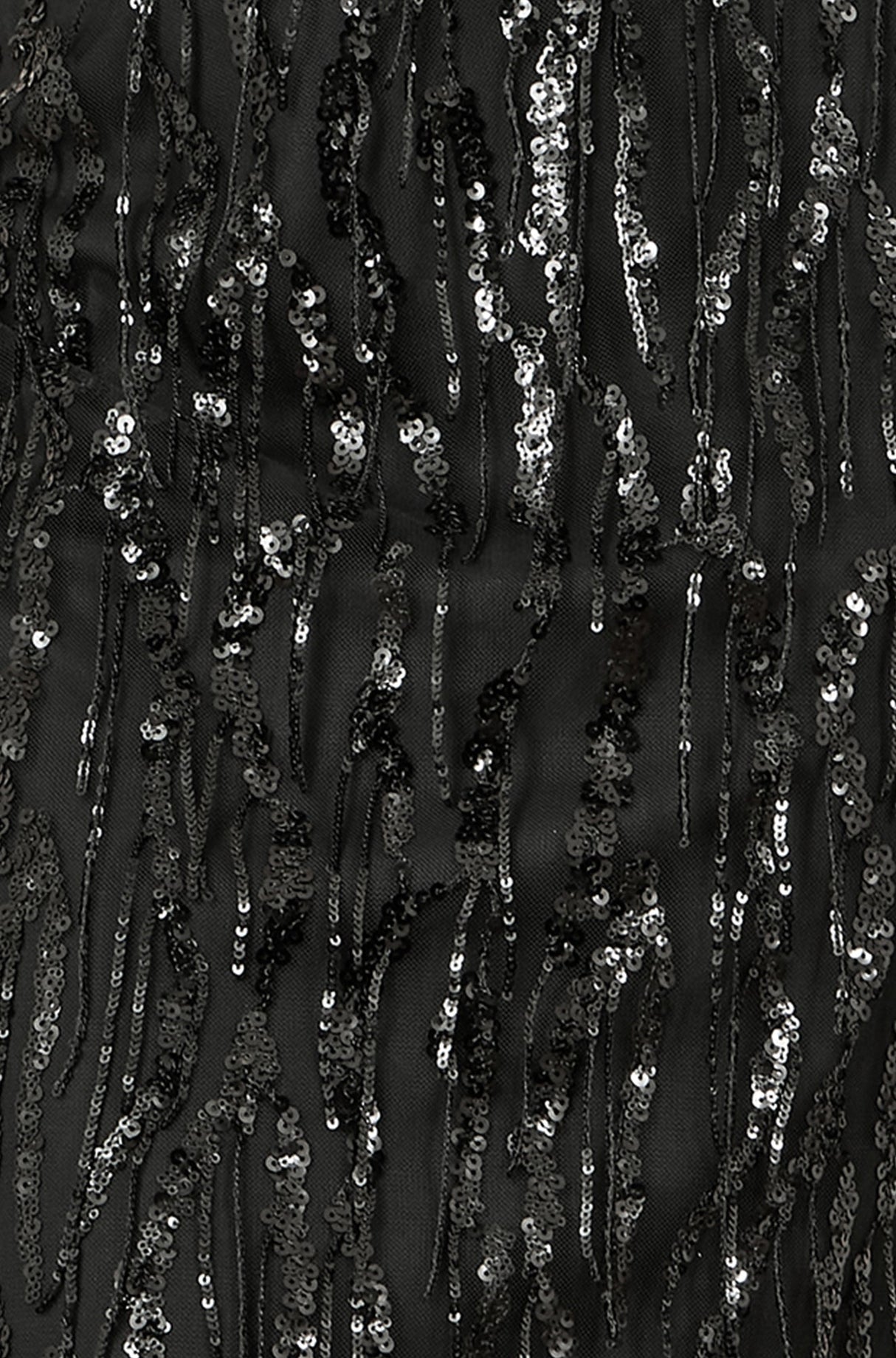 Yumi Black Hanging Sequin Fitted Midi Skirt