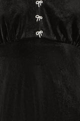 Yumi Black Velvet Skater Dress With Dimante Bow Detail