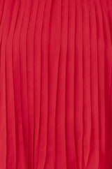 Yumi Red Pleated Long Sleeve Top With High Neck