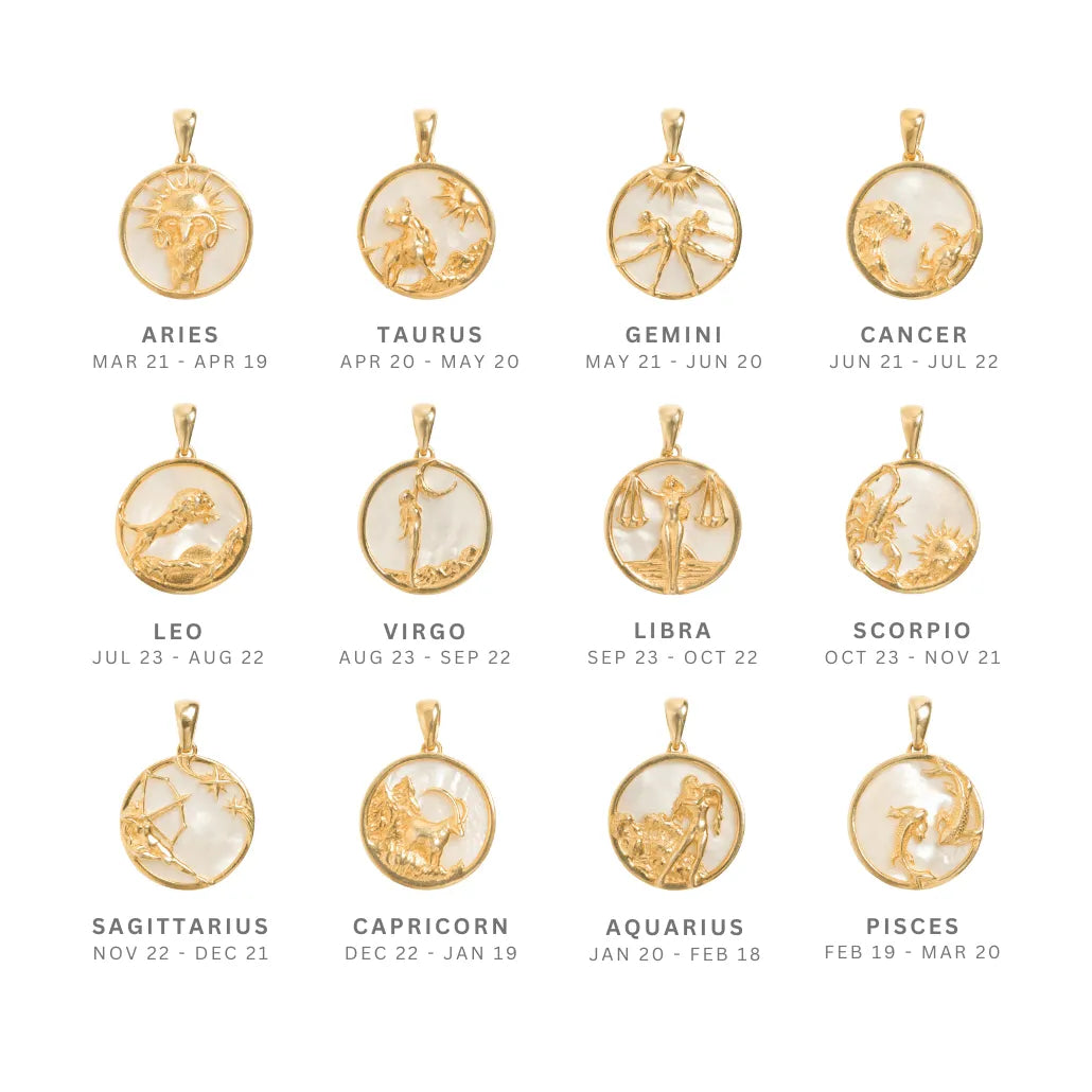 Virgo, Gold Zodiac Necklace