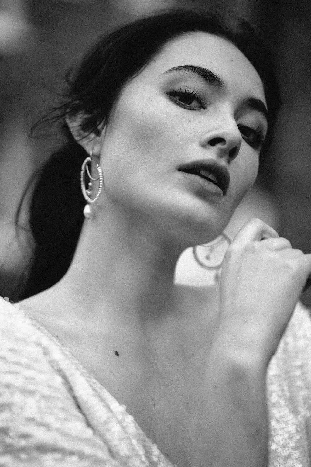 Pearly Drop Hoops