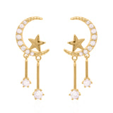 Zoe Moon & Star Drop Earrings | 18k Gold Plated