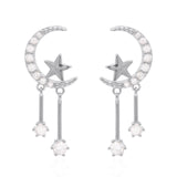 Zoe Moon & Star Drop Earrings | 925 Sterling Silver