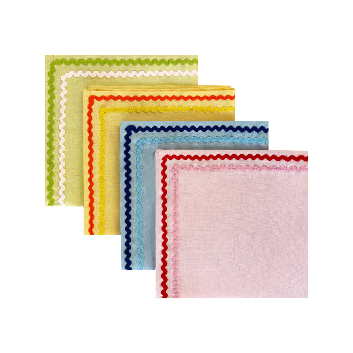 Ric Rac Pink & Red Linen Napkins | Pink | Set of 2