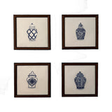 Ginger Jars Set of 4 Embroidered Artwork