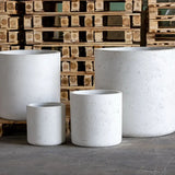 Aurella | White Mist – 30cm Medium Concrete Cylinder Planter – 13L Round Plant Pot