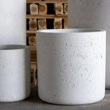 Aurella | White Mist – 30cm Medium Concrete Cylinder Planter – 13L Round Plant Pot