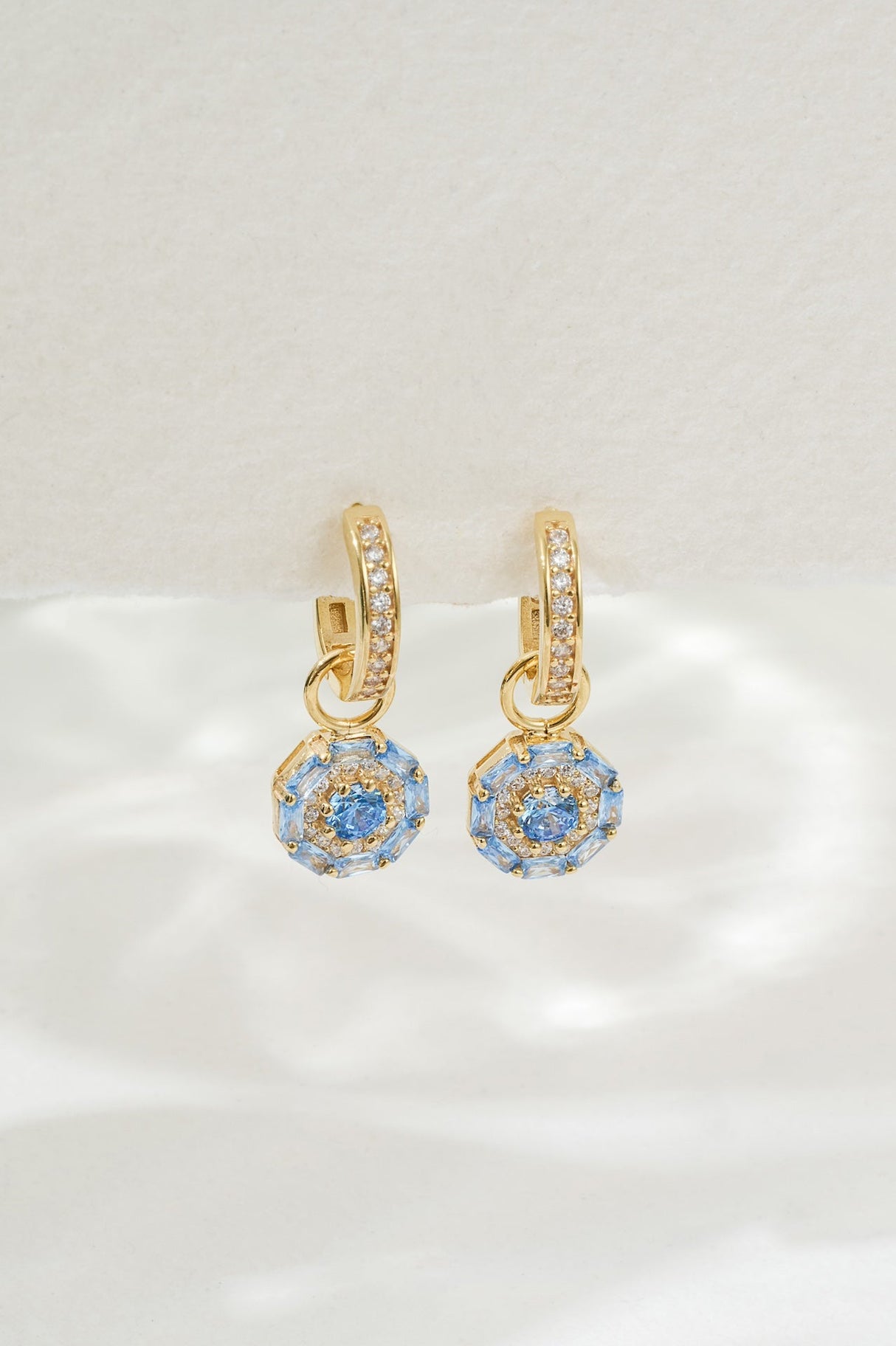 Something Blue Drop Earrings: Gold