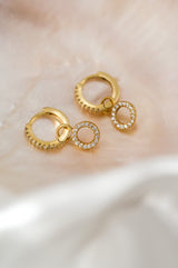 Circle Drop Hoop Huggie Earrings: Gold