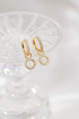 Circle Drop Hoop Huggie Earrings: Gold