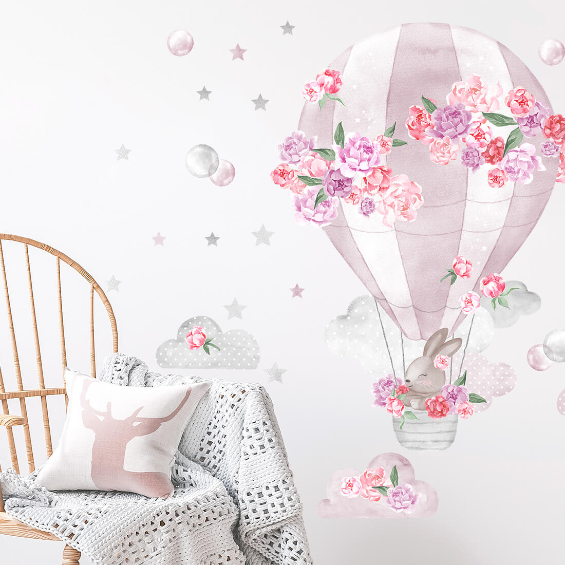 Wall Sticker | Hot Air Balloon Pink