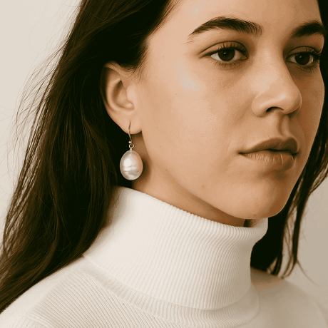 Marcella Grey Baroque Glass Pearl Drop
