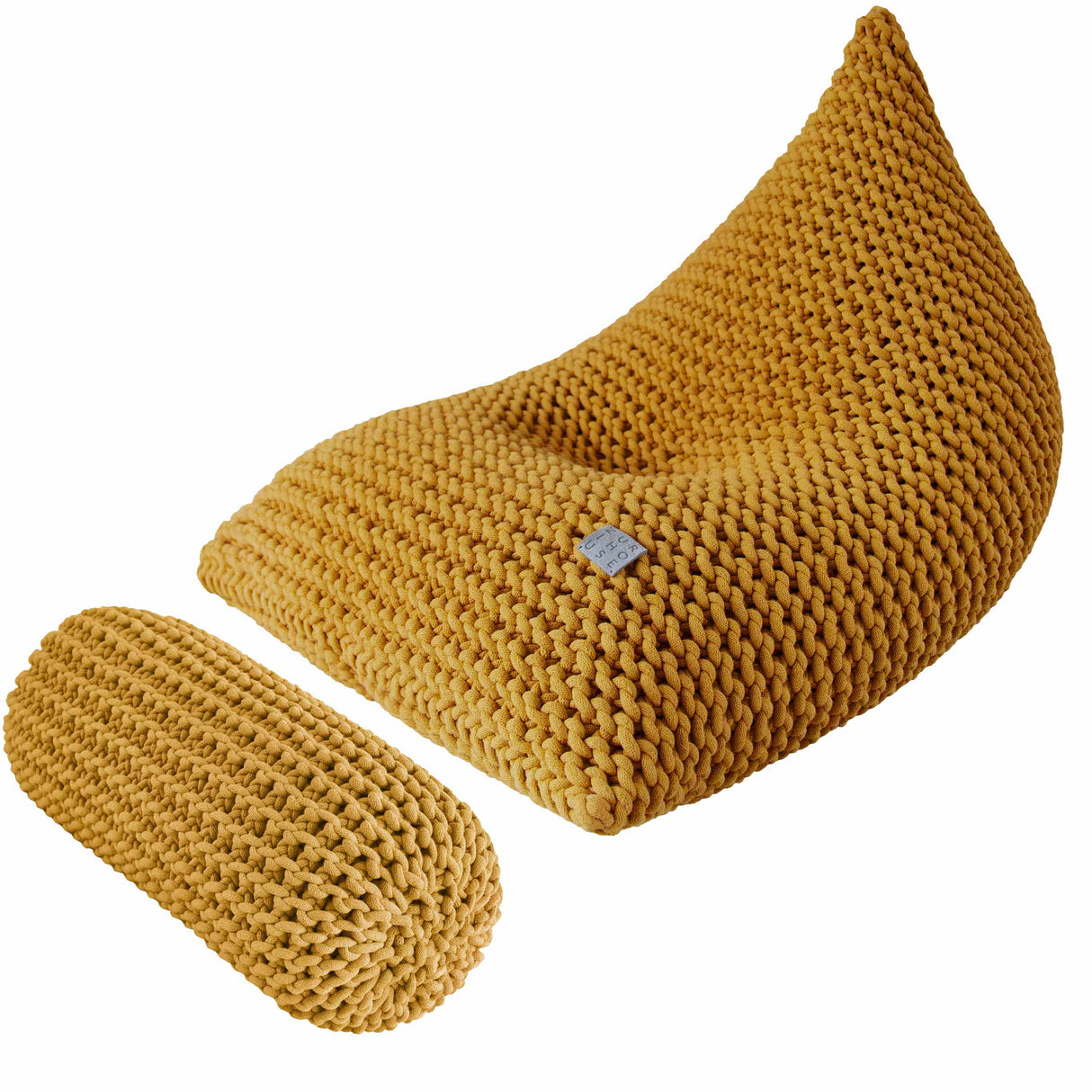 Chunky Knitted Bolster Footrest | MUSTARD