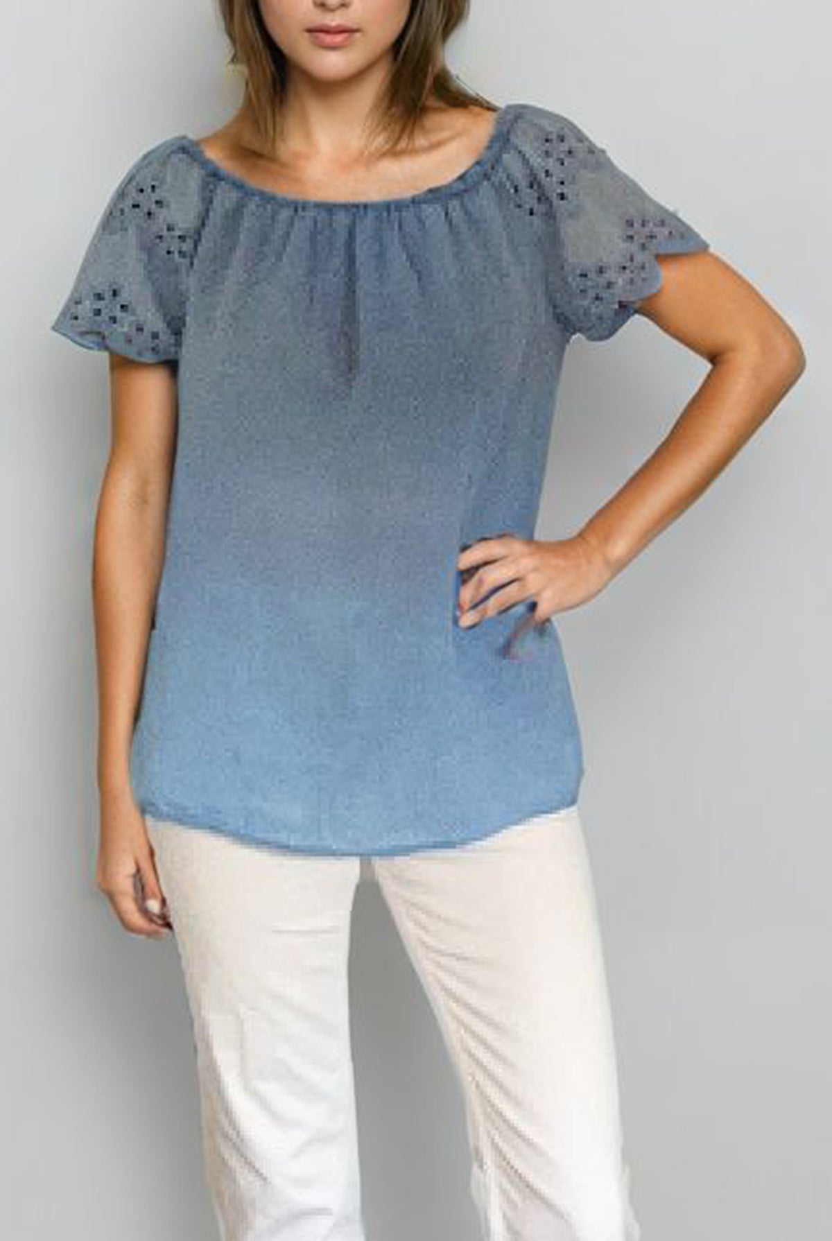 Linen Blend Broderie Top