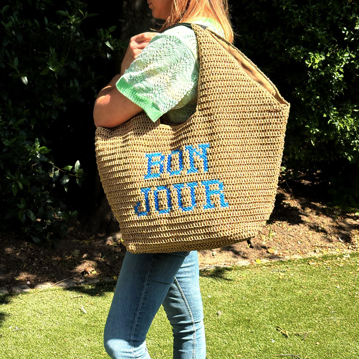 Bonjour Straw Beach Bag