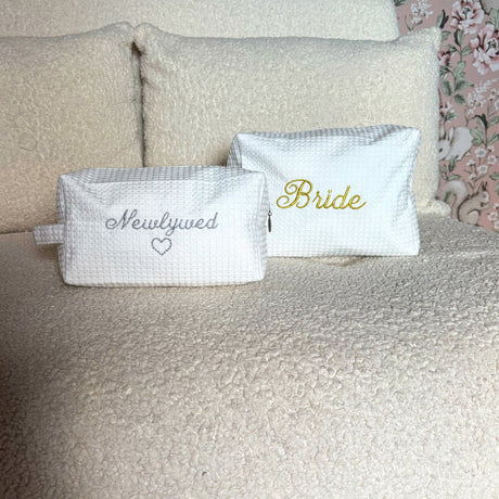 Newlywed Wedding  Waffle Make Up Bag