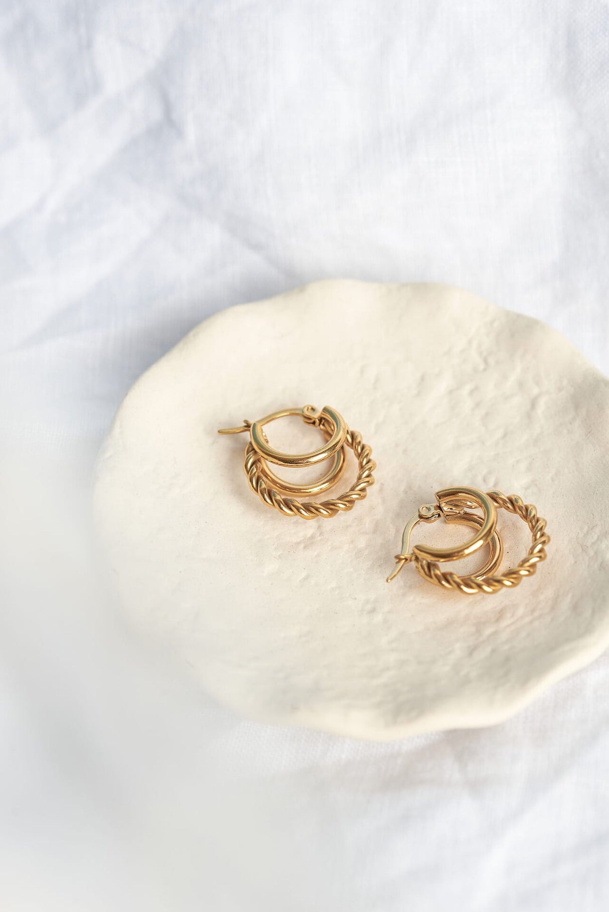 Triple Threaded Gold Hoops
