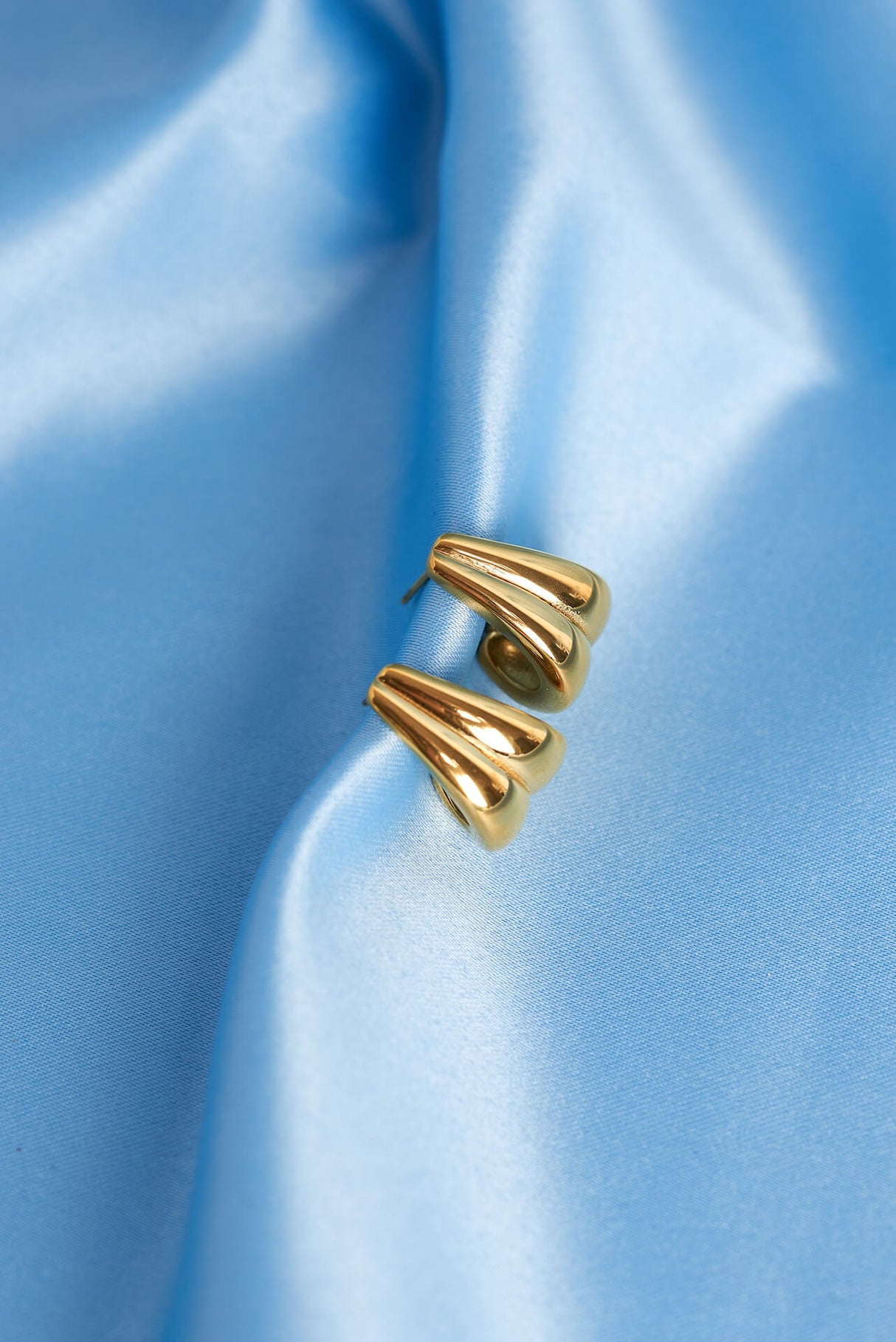 Retro Waterfall Gold Hoops