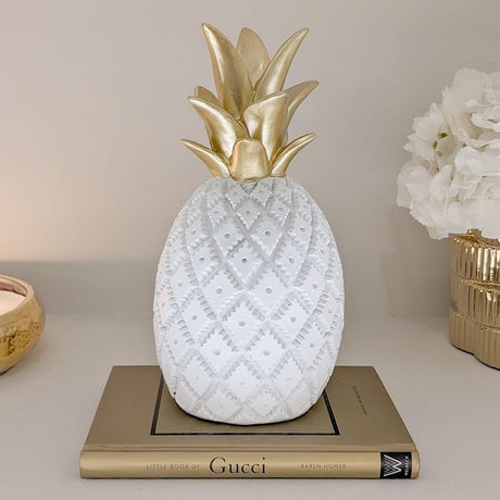 Calista White & Gold Pineapple Decorative Ornament
