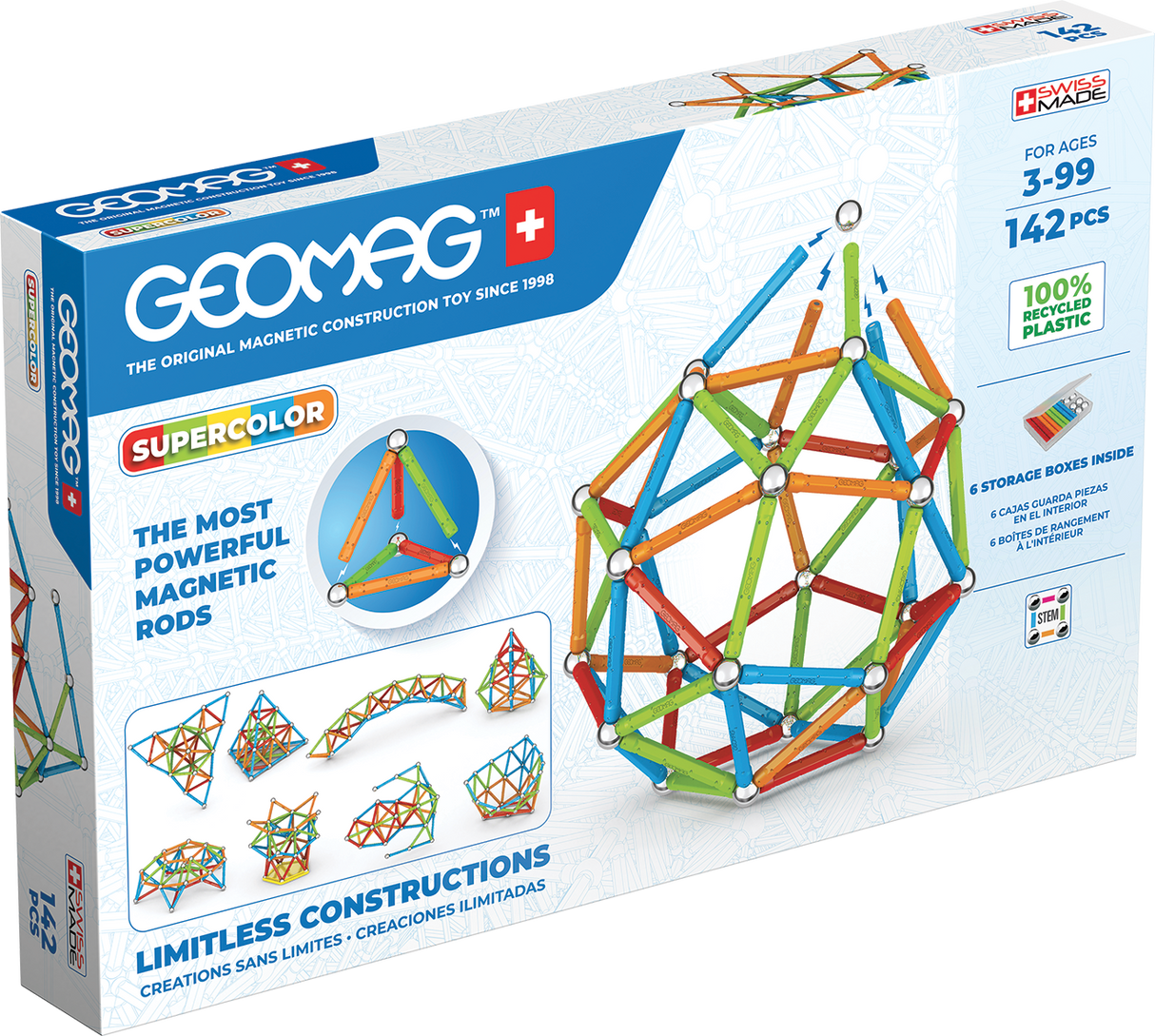Geomag Supercolor Recycled 142 Pieces Set