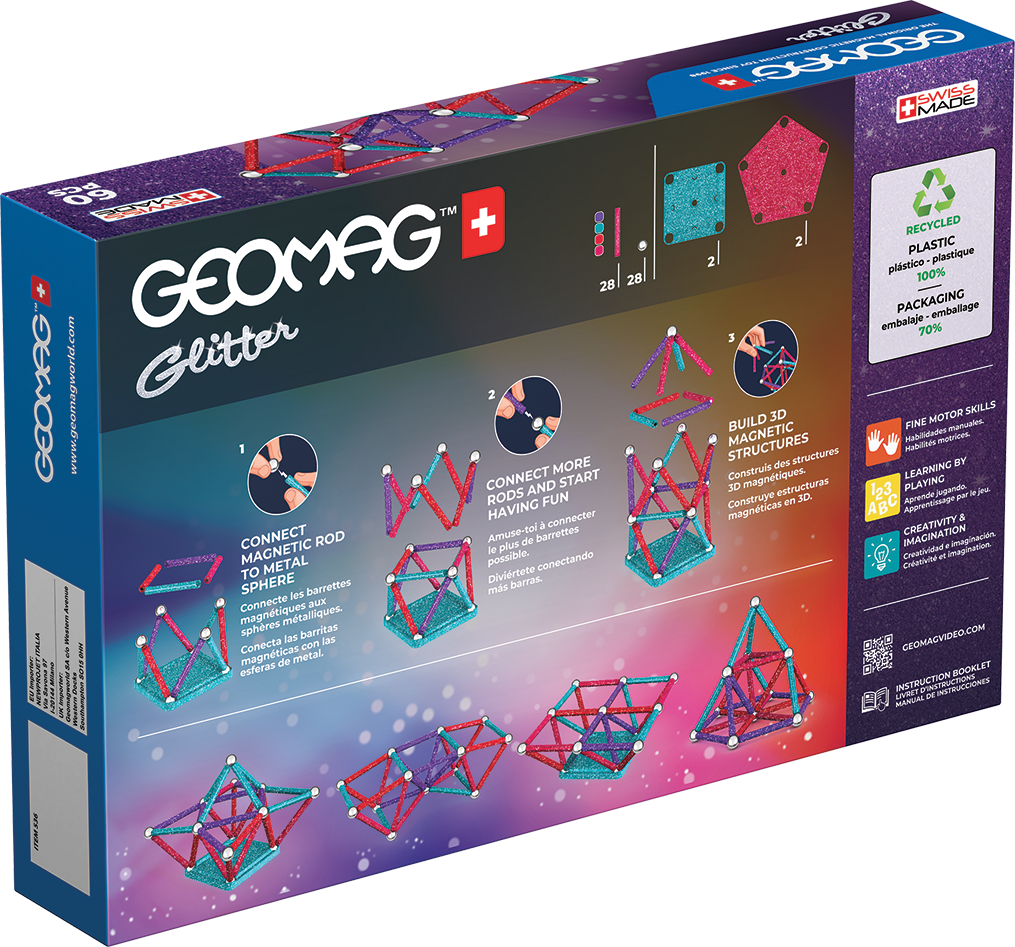 Geomag Glitter Recycled 60 Pieces Set