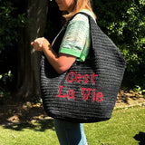C'est La Vie Straw Beach Bag