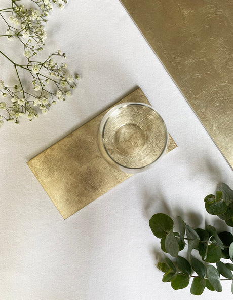 Silver Leaf Double Coaster - Chic Matte Champagne