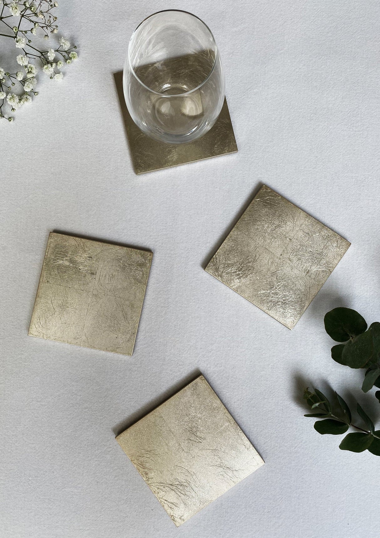 Silver Leaf Coaster - Chic Matte Champagne