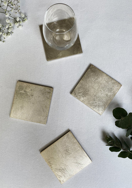 Silver Leaf Coaster - Chic Matte Champagne