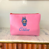 Pink Personalised Labubu Embroidered Pouch