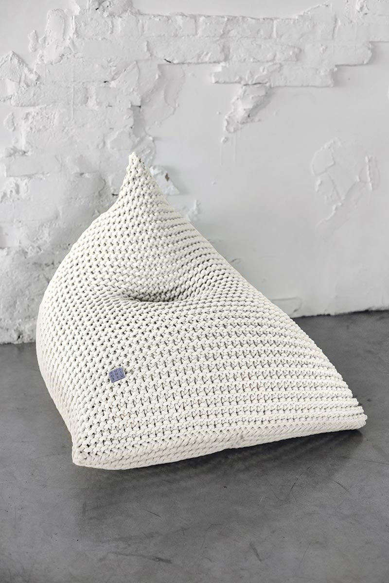Chunky Knitted Bean Bag | IVORY