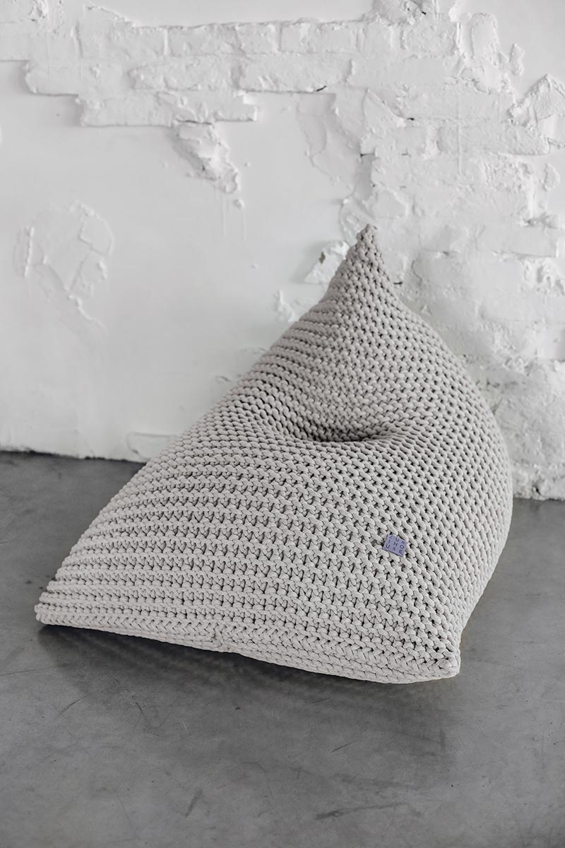 Chunky Knitted Bean Bag | LIGHT GREY