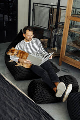 Chunky Knitted Bean Bag | NAVY BLUE