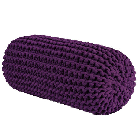 Chunky Knitted Bolster Footrest | AUBERGINE