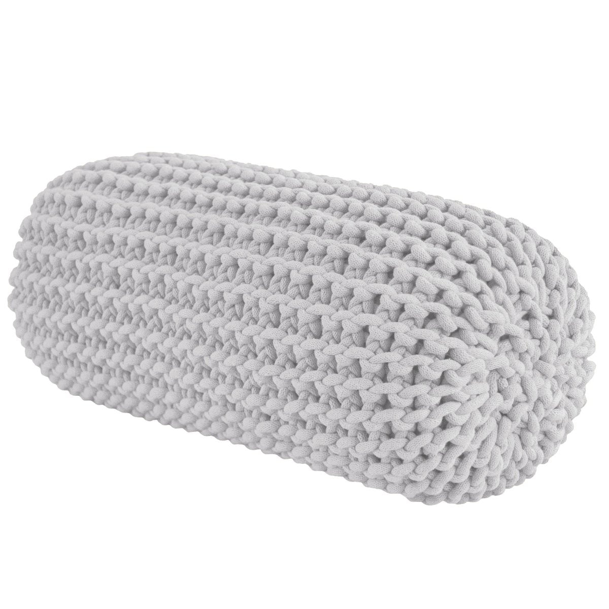 Chunky Knitted Bolster Footrest | LIGHT GREY