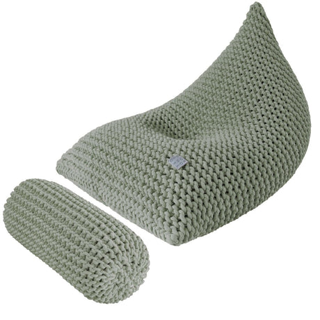 Chunky Knitted Bolster Footrest | LIGHT OLIVE
