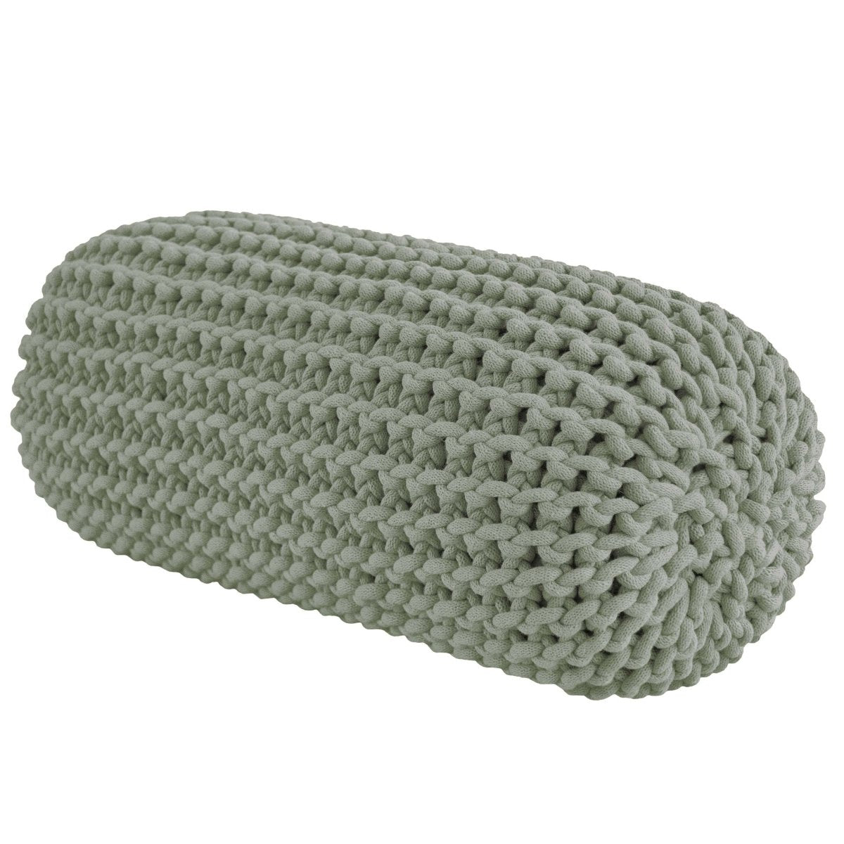 Chunky Knitted Bolster Footrest | LIGHT OLIVE