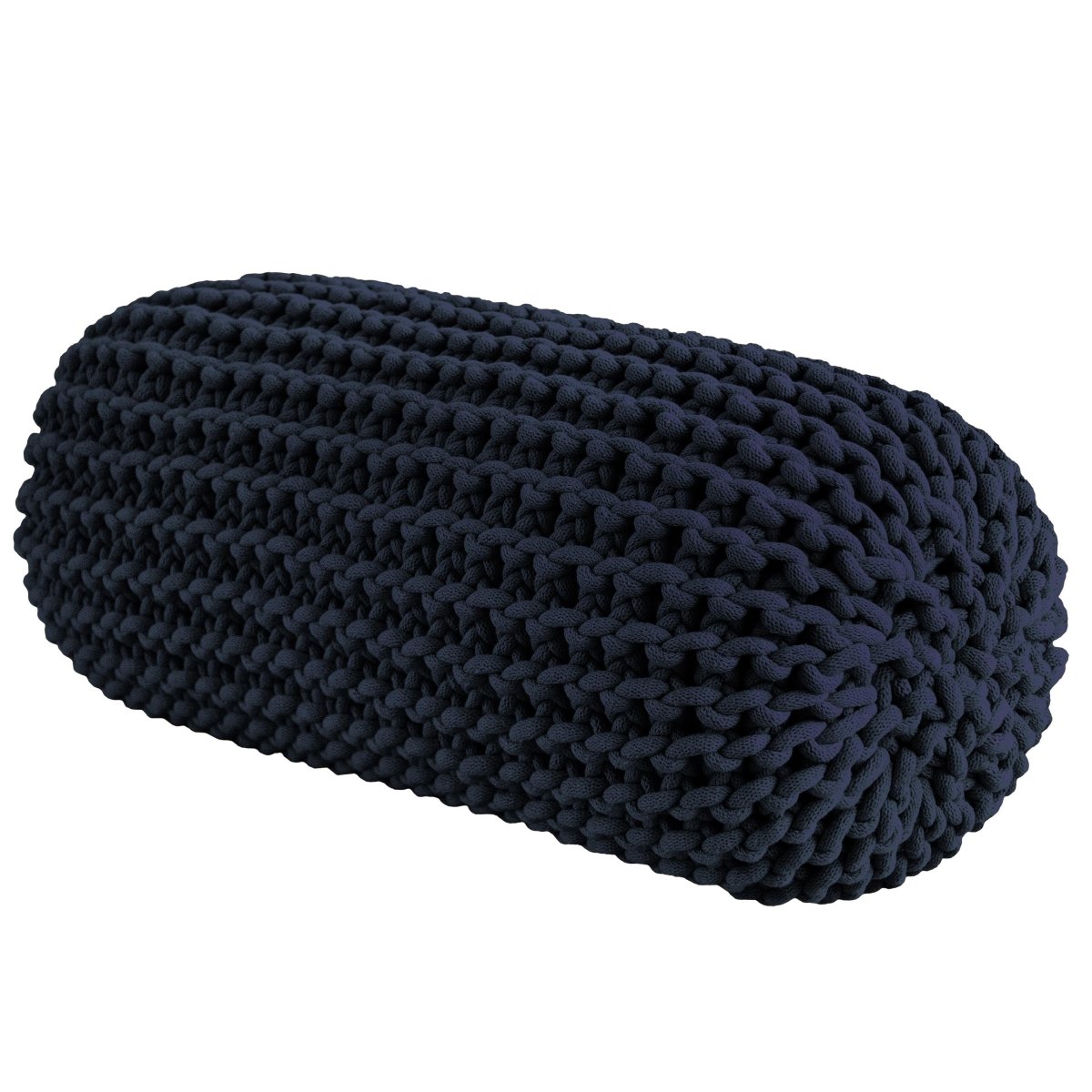 Chunky Knitted Bolster Footrest | NAVY BLUE