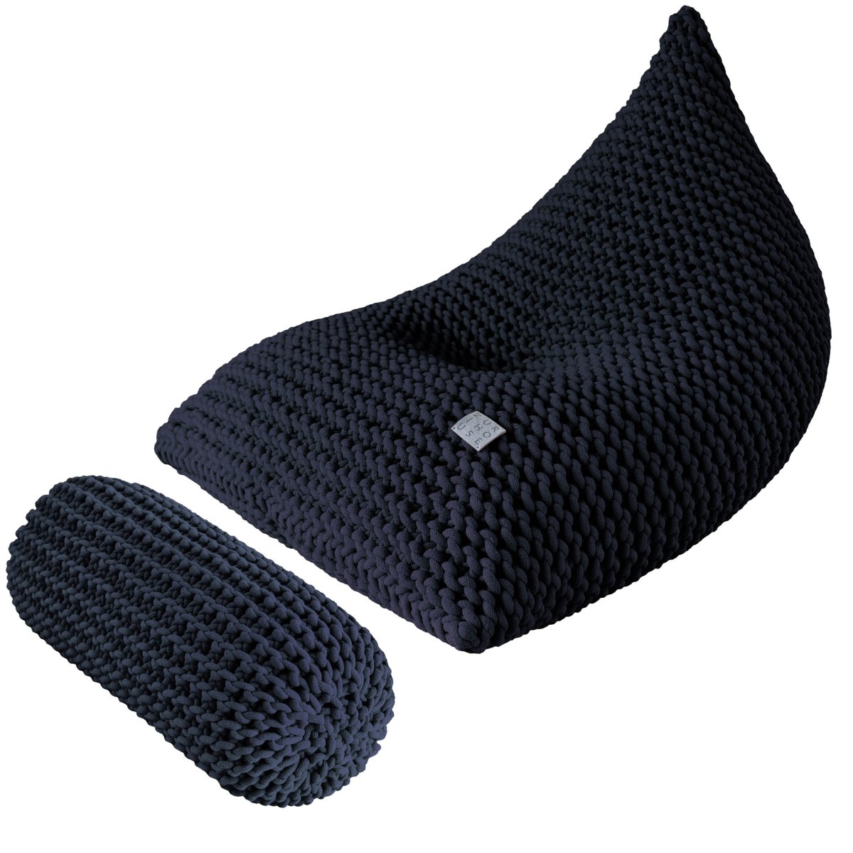 Chunky Knitted Bolster Footrest | NAVY BLUE