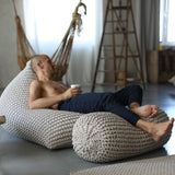 Chunky Knitted Bolster Footrest | OATMEAL