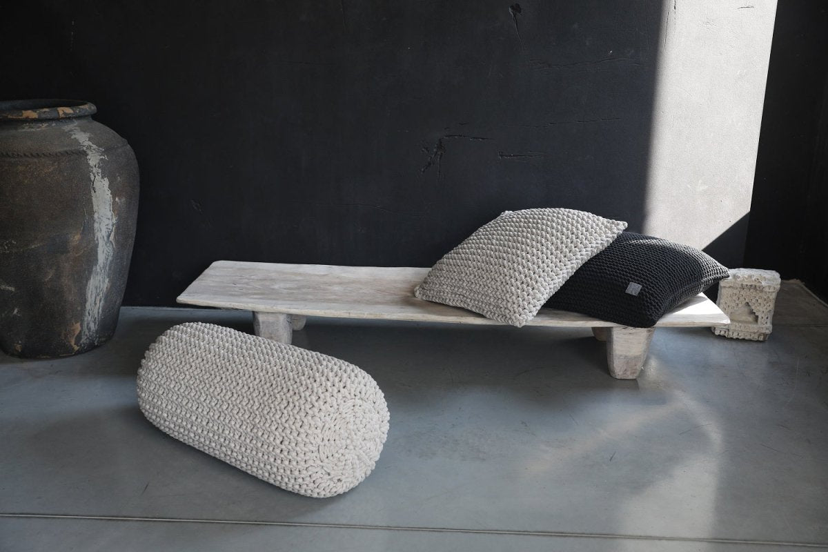 Chunky Knitted Bolster Footrest | OATMEAL