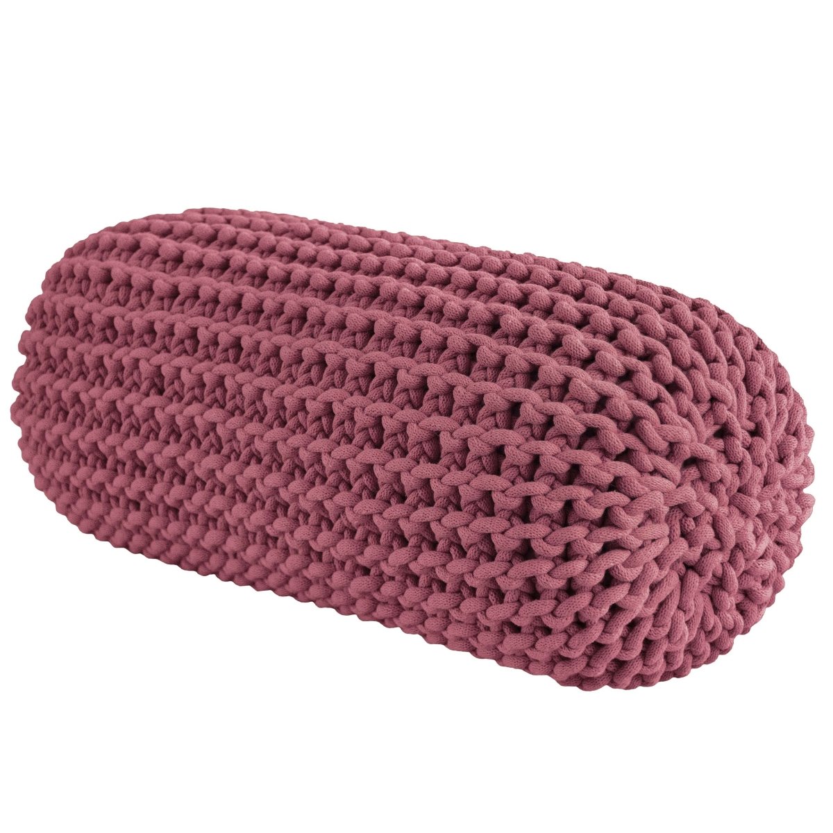 Chunky Knitted Bolster Footrest | OLD ROSE