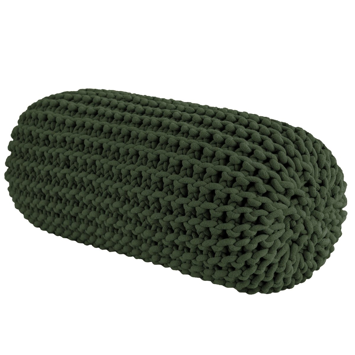 Chunky Knitted Bolster Footrest |  OLIVE GREEN