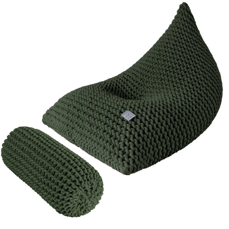 Chunky Knitted Bolster Footrest |  OLIVE GREEN