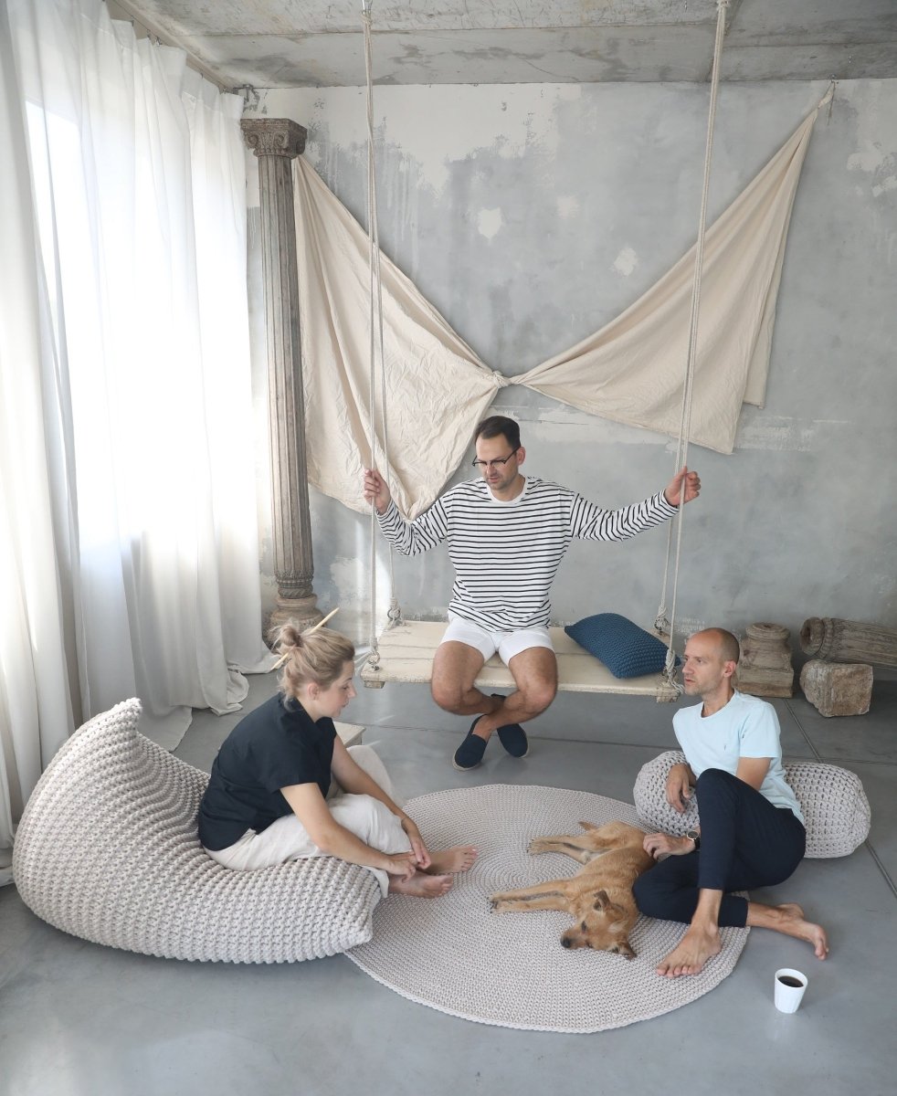 Chunky Knitted Bolster Footrest | PETROL