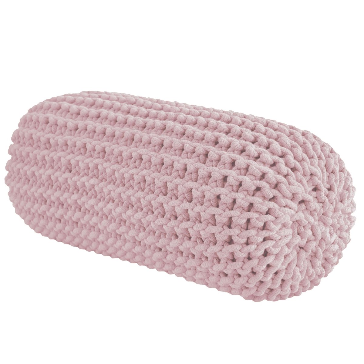 Chunky Knitted Bolster Footrest | POWDER PINK